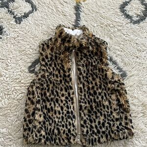 Crew cuts cheetah print fuzzy vest, XS